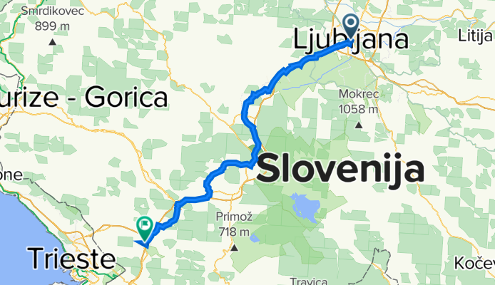 Mestni trg 1, Ljubljana to Kraška cesta, Divača