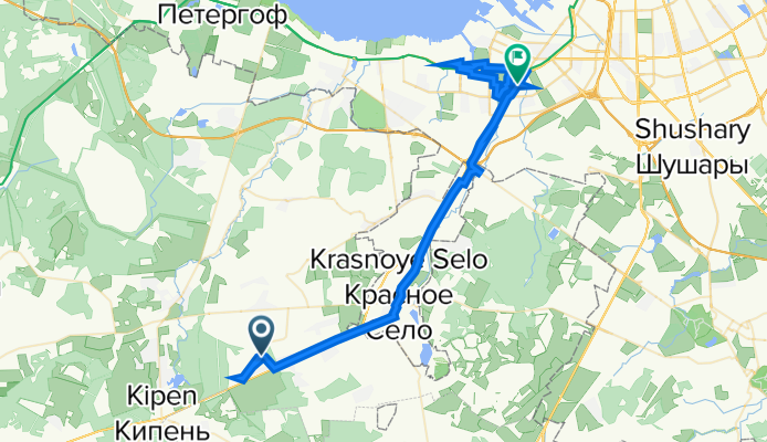 От Русско-высоцкое улица 1, Русско-Высоцкое до проспект Маршала Жукова 60г, Санкт-Петербург