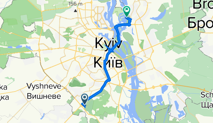 От проспект Академіка Глушкова 9Є, Київ до Вулиця без назви, Київ