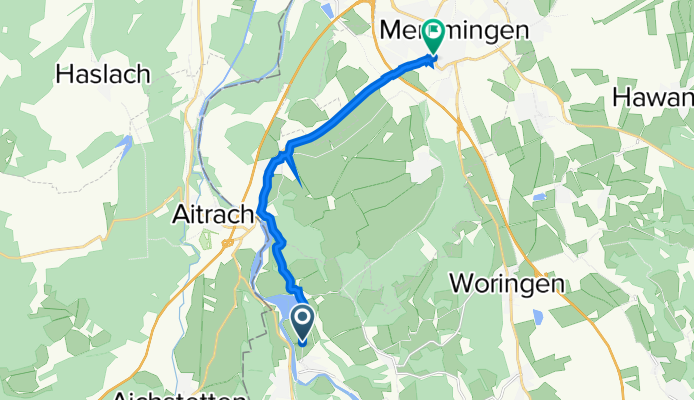 Kardorfer Straße 10, Kronburg nach Hindenburgring 35, Memmingen