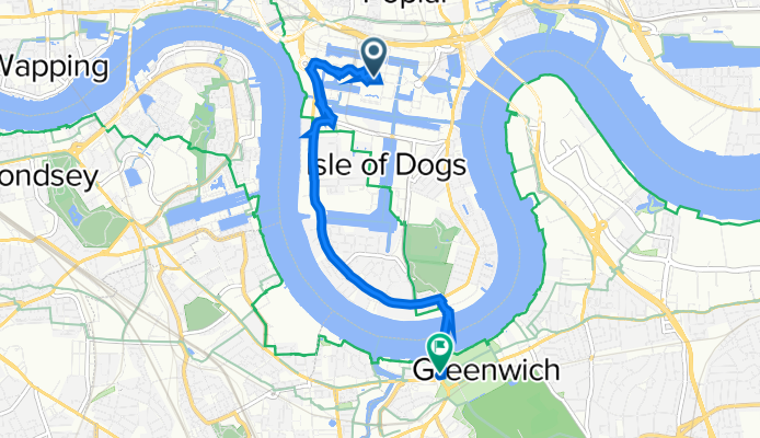 8 S Colonnade, London to 1–5 Cres Arcade, London