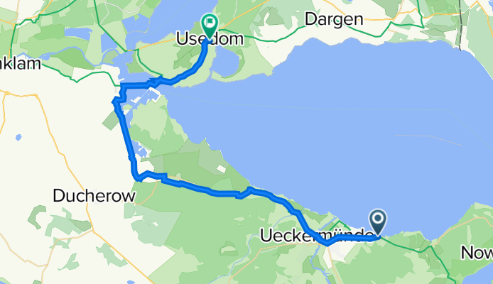 Dorfstraße 19, Ueckermünde nach Peenestraße 1–8, Usedom