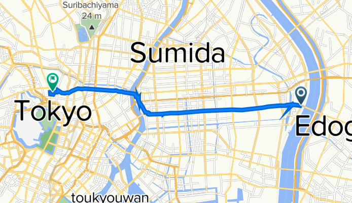 5-10, Komatsugawa 1-Chōme, Edogawa to 49, Kandajimbocho 1-Chōme, Chiyoda