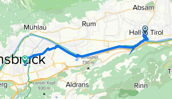 Unterer Stadtplatz 7a, Hall in Tirol to Hauptfrachtenbahnhof 2b–2c, Innsbruck