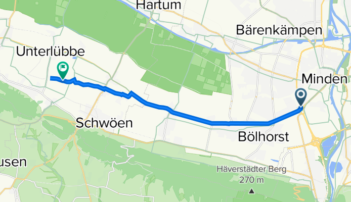 Ringstraße 3, Minden to Fasanenstraße 42, Hille