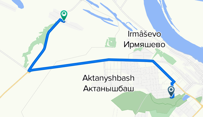 От Южная улица 2, Актаныш до улица на паром, Куяново