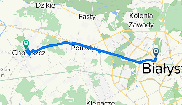 Wiatrakowa 5, Białystok do Henryka Sienkiewicza 6, Choroszcz