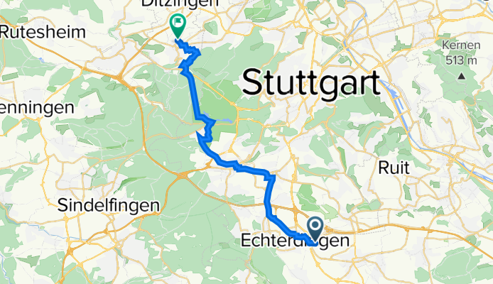 Leinfelden-Echterdingen to Hofwiesenstraße 32, Gerlingen