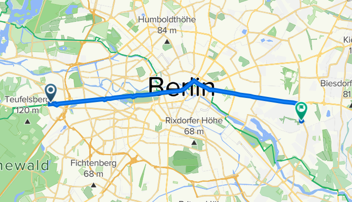 Württembergallee 1, Berlin do Erich-Kurz-Straße 7, Berlin