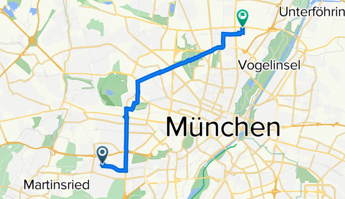 Guardinistraße 176, München nach Frankfurter Ring 162, München