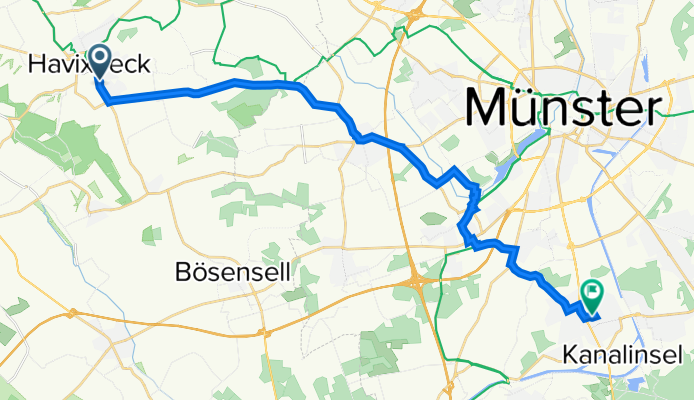 Münsterstraße 15, Havixbeck nach Friedhofstraße 21, Münster