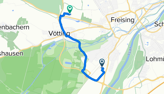 Münchner Straße 32, Freising nach Dr.-Hans-Eisenmann-Straße 17, Freising