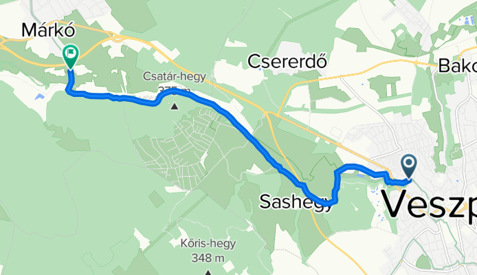 Eszterházy Antal utca 1., Veszprém to Malom utca, Márkó