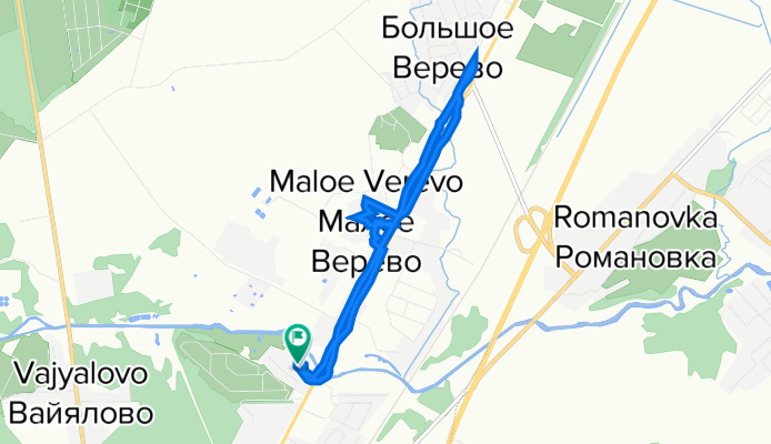 Цветочная улица, 1, Веревское до Цветочная улица, 1, Веревское