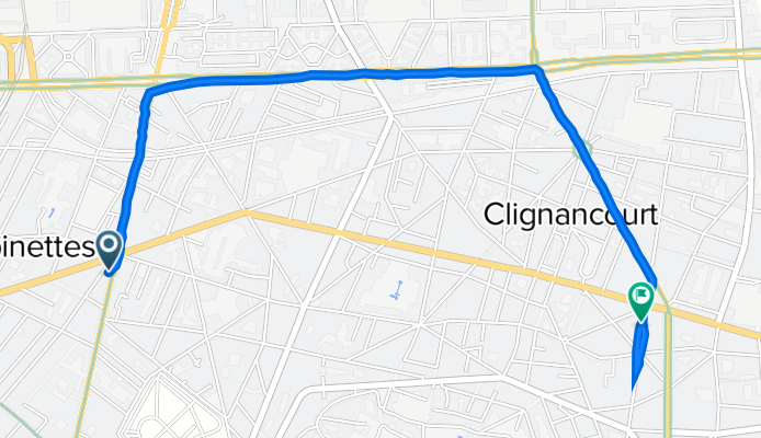 79 Avenue de Saint-Ouen, Paris à 101 Rue de Clignancourt, Paris