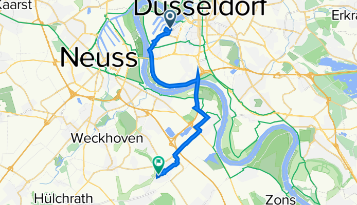 Kaistraße 3, Düsseldorf nach Peter-Behrens-Straße 20, Neuss
