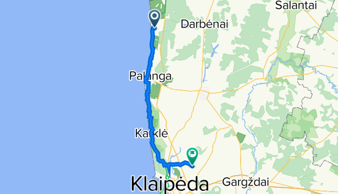 От Mokyklos gatvė 62, Palanga до Linkoniškių gatvė 5, Trušeliai