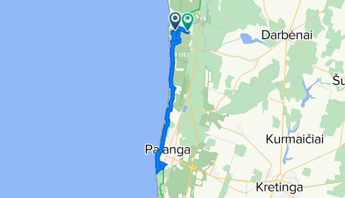 От Jūros gatvė 10, Palanga до Šventosios gatvė, Palanga