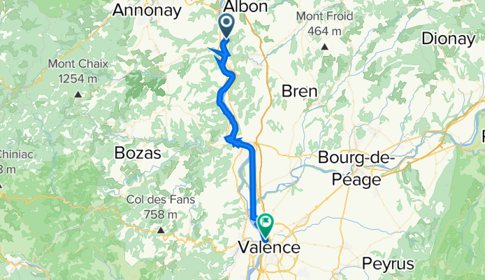 De La Croix des Mailles 114, Laveyron à Allee de L’Ile Parc Girodet 100, Bourg-lès-Valence