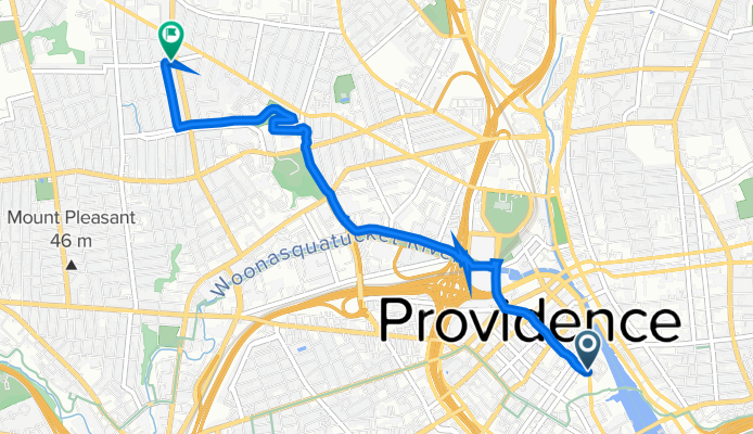 Dorrance St, Providence to 414 River Ave, Providence