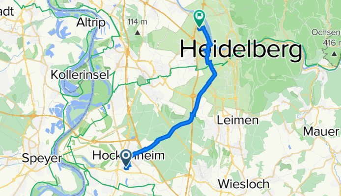 Hermann-Böhm-Straße 5, Hockenheim nach Am Taubenfeld 30, Heidelberg