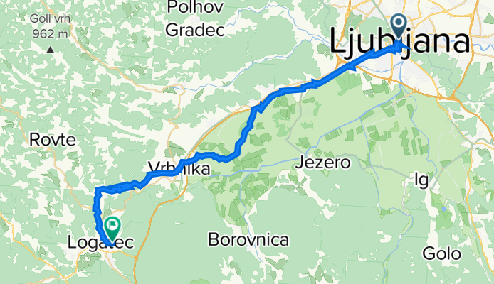 Prešernov trg 1 to Tovarniška cesta 30