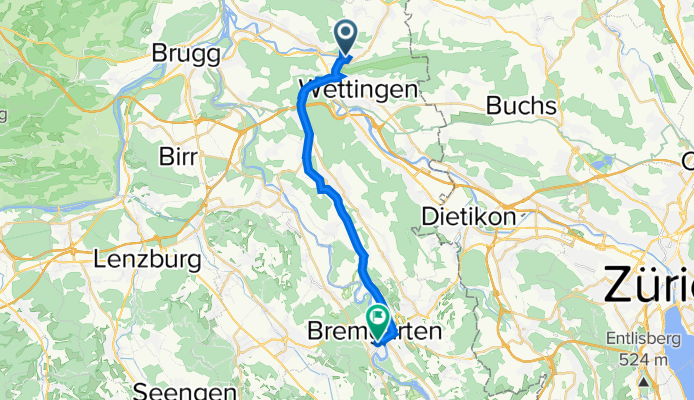 Geissbergstrasse 30, Ennetbaden to Wohlerstrasse 4, Bremgarten
