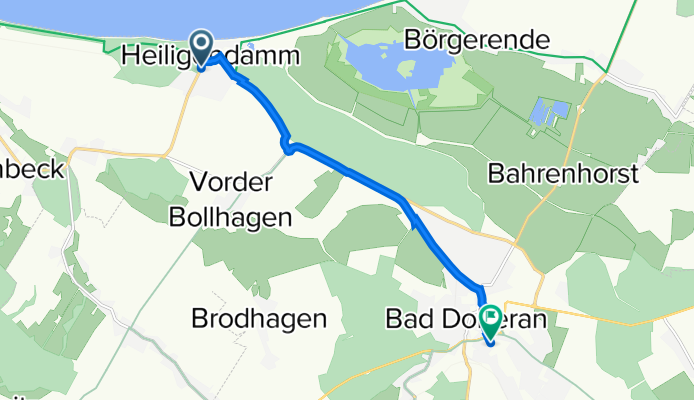 Kühlungsborner Straße 8, Bad Doberan nach Wiesenweg 2, Bad Doberan