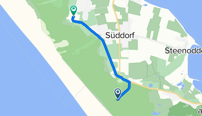 Inselstraße 127, Wittdün auf Amrum nach Tanenwai 32, Nebel