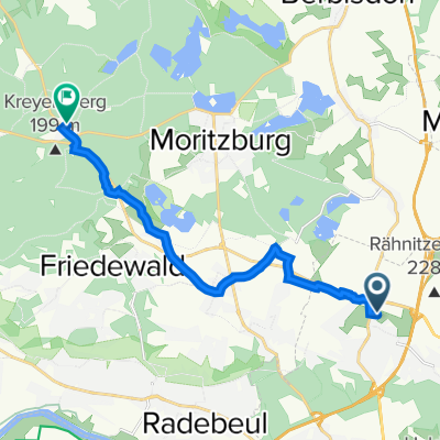 Radeburger Straße 214, Dresden nach Siedlerweg 28A, Moritzburg