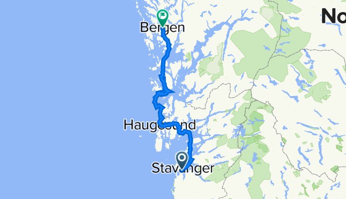 Mosvangen 15, Stavanger nach Rådhusgaten 10, Bergen