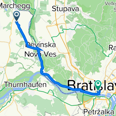 Bahnstraße 13, Marchegg-Bahnhof naar Primaciálne námestie 494/2, Bratislava