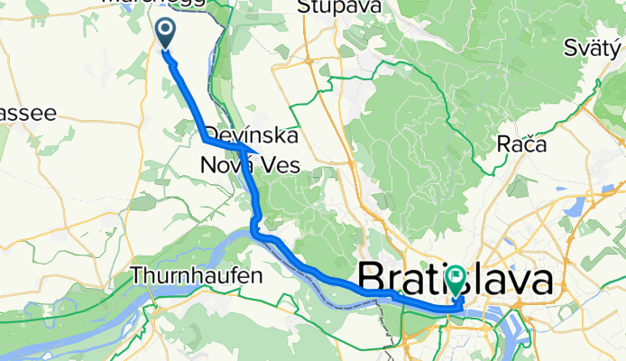 Bahnstraße 13, Marchegg-Bahnhof naar Primaciálne námestie 494/2, Bratislava