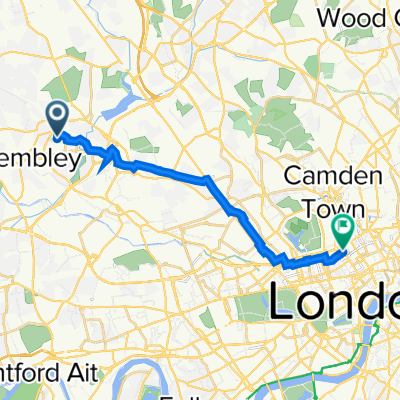 21 Olympic Way, Wembley to Ucl Cruciform Building, Gower St, London