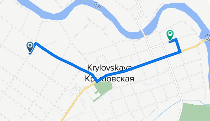 От улица Шевченко 17, Крыловская (крыловский) до улица Комсомольская 21, Крыловская (крыловский)