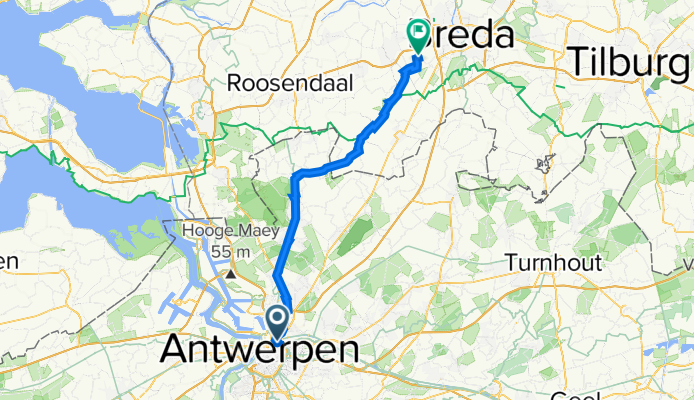 Kalverstraat 8, Antwerpen to Liesdreef 40, Breda