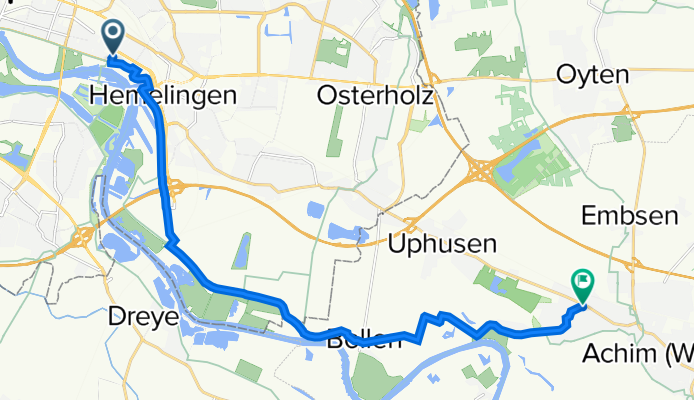 Pfalzburger Straße 41, Bremen nach Bierdener Kämpe 1, Achim