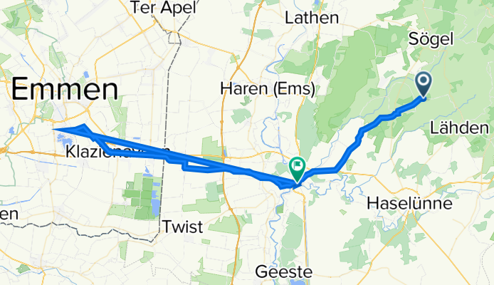 Hüvener Straße 21–23, Groß Berßen to Hasestraße 8, Meppen