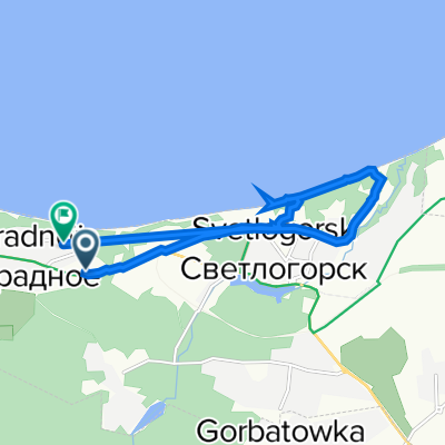 От Зеленоградск - Приморск через Светлогорск, Светлогорск до улица Тихомирова, 3, Светлогорск