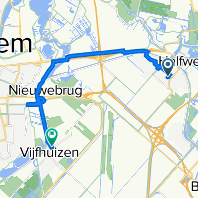 Kerkhoflaan 110, Zwanenburg naar Kromme Spieringweg 412, Vijfhuizen