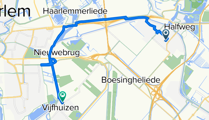 Kerkhoflaan 110, Zwanenburg naar Kromme Spieringweg 412, Vijfhuizen