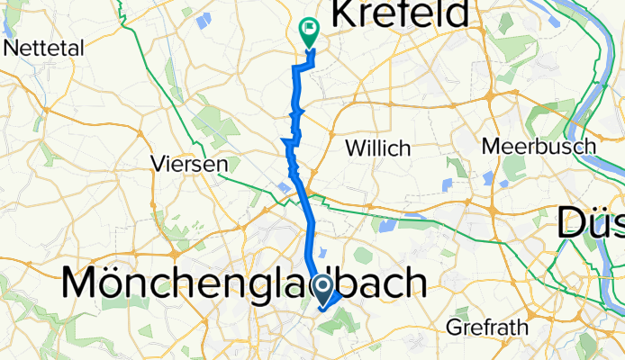 Rheydter Straße 149, Korschenbroich nach Krähenfeld 12, Tönisvorst