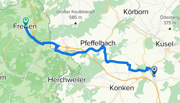 Mühlweg 15, Schellweiler nach Hermann-Hörmann-Platz 1, Freisen