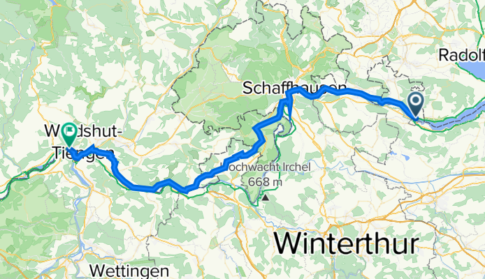 Rathausplatz 1, Stein am Rhein naar Rheinbrücke 5, Waldshut-Tiengen