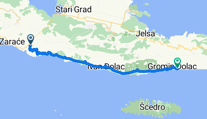 Milna (Hvar) - Gromin Dolac (brez začetnih 6km)