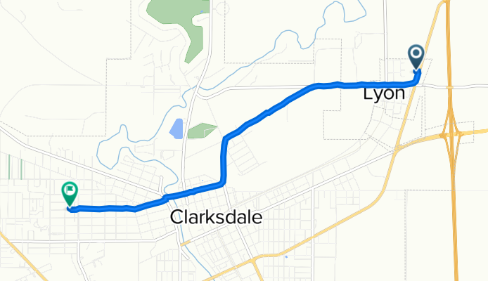 16085–16325 MS-161, Lyon to 831 Catalpa St, Clarksdale