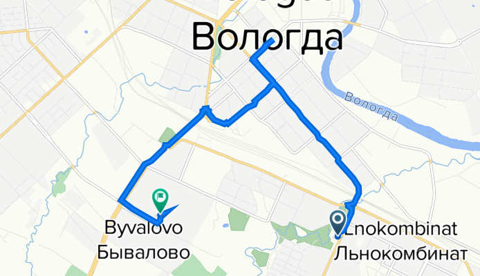 улица Маршала Конева, 2В, Вологда до Ярославская улица, 25А/1, Вологда