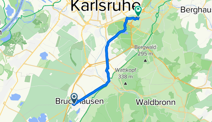 Rheintalstraße 1, Ettlingen nach Dieselstraße 12, Karlsruhe