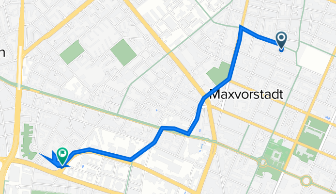 Augustenstraße 119, München nach Marsstraße 82, München