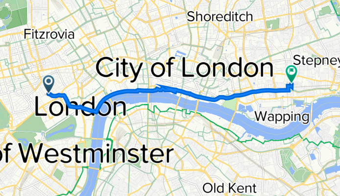 3–5 Vigo St, London to Brinsley House, Tarling St, London